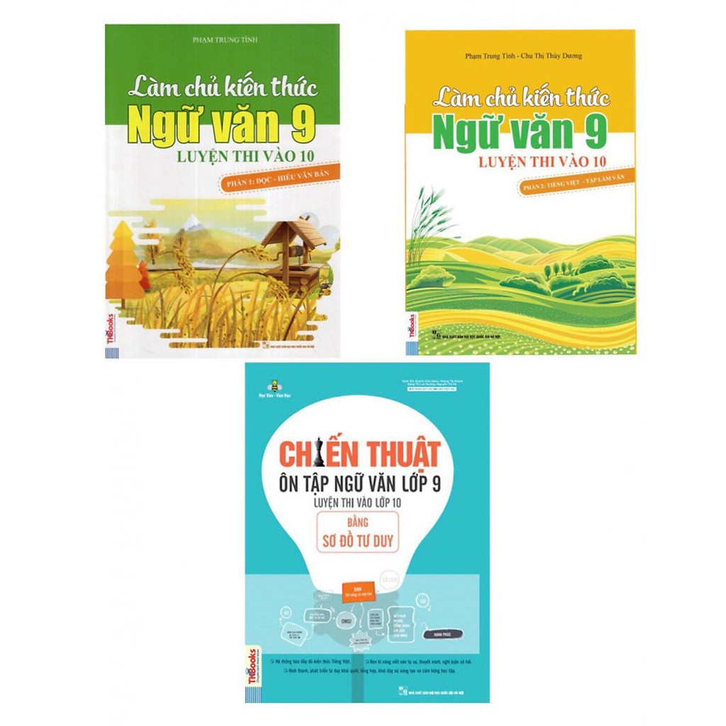 Sách - Combo Chiến Thuật Ôn Tập Ngữ Văn Lớp 9 Luyện Thi Vào Lớp 10 +Làm Chủ Kiến Thức Ngữ Văn 9 phần 1+ phần2 - Mhbooks
