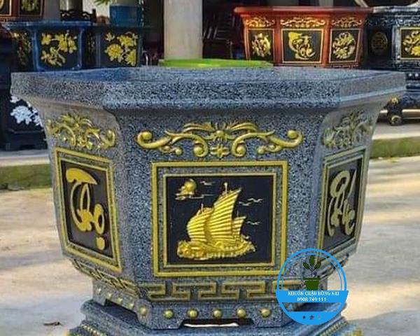 Khuôn lục giác 60 cao 45cm ABS ko đôn mẫu hoa sen, phúc lộc thọ, cá chép tài lộc.