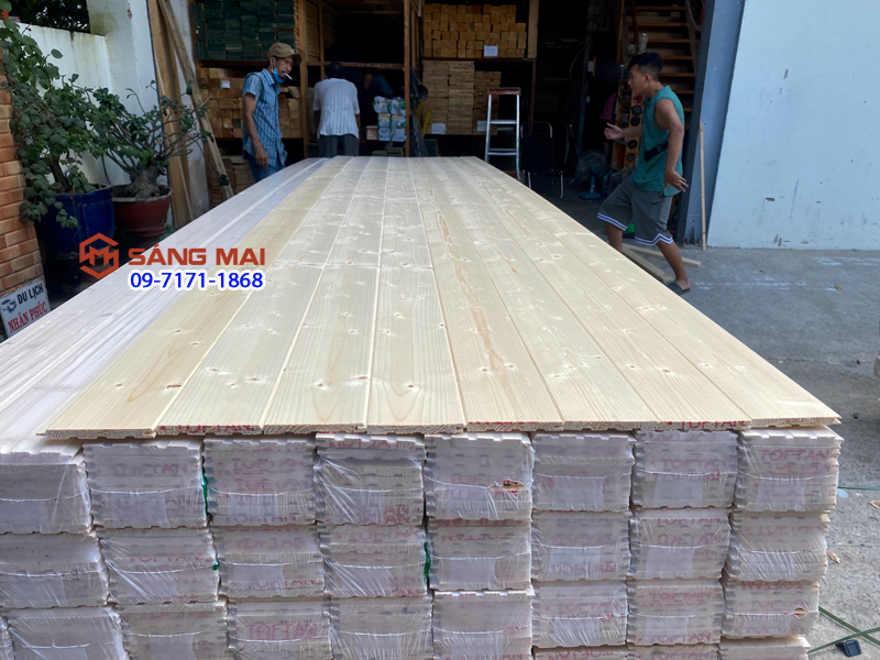 [MS120] - Gỗ thông ốp quầy bar, gỗ ốp tường, ốp trần dài 120cm x 12cm x 1,2cm có rảnh âm dương ghép với nhau