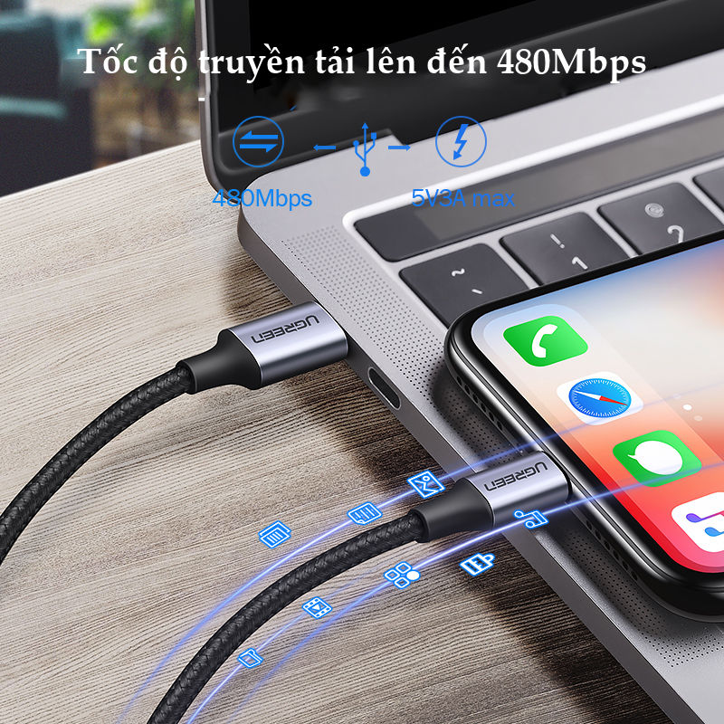 Cáp sạc nhanh USB-C sang Lightning MFI UGREEN US304 - Sạc nhanh 50% trong 30 phút cho iPhone 11 Pro Max / iPhone Xs Max / iPhone XR / iPhone 8 Plus, dài từ 0.25 - 2m Cáp sạc nhanh USB-C sang Lightning MFI UGREEN US304 - Sạc nhanh 50% trong 30 phút cho iPhone 11 Pro Max / iPhone Xs Max / iPhone XR / iPhone 8 Plus, dài từ 0.25 - 2m