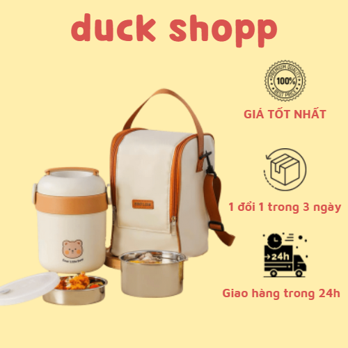 Bình ủ cháo, giữ nhiệt Dear Bear inox 304 cao cấp 1500 ml cute dễ thương