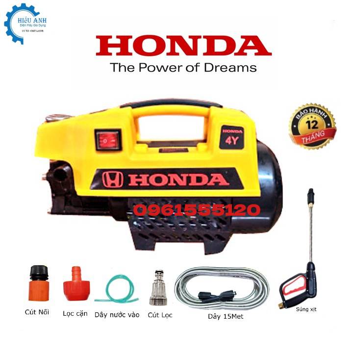 Máy rửa xe HONDA 3500W Nhật bản áp lực nước 200 bar, đầy đủ phụ kiện đi kèm theo máy, Lõi đồng 100% [ Bảo Hành 12 Tháng ]