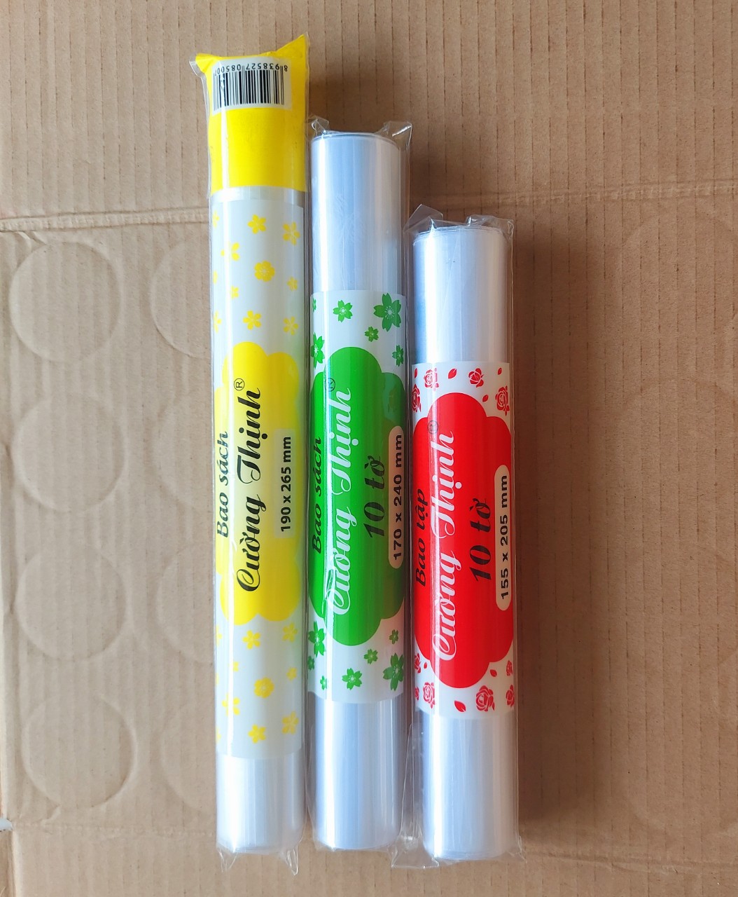 Cuộn 10 cái bìa bao tập nai dày, bao sách cũ khổ nhỏ, bao sách mới cải cách khổ to 26.7