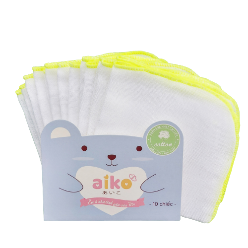 Khăn sữa nhật aiko 3 lớp mềm mịn cho bé sơ sinh kích thướt gói 10 chiếc - beekids plaza