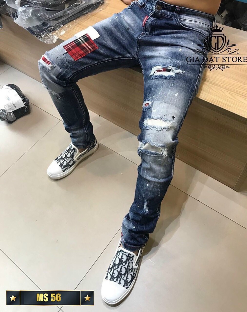 Quần jean nam rách, quần bò co giãn cao cấp hàng quảng châu thời trang Luxuryshop89 JDKV-56