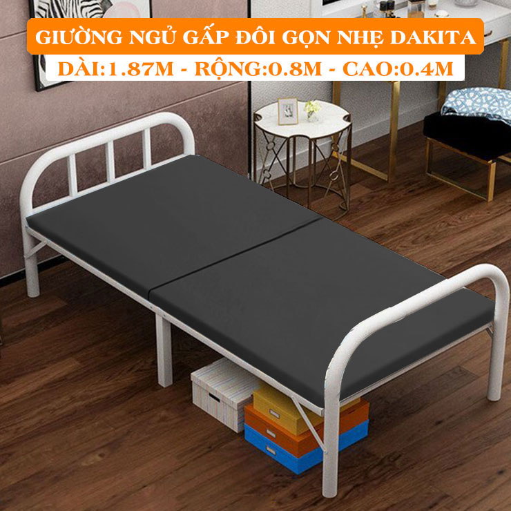 Giường Ngủ Có Nệm Gấp Gọn DAKITA DKN800 Xám Đậm