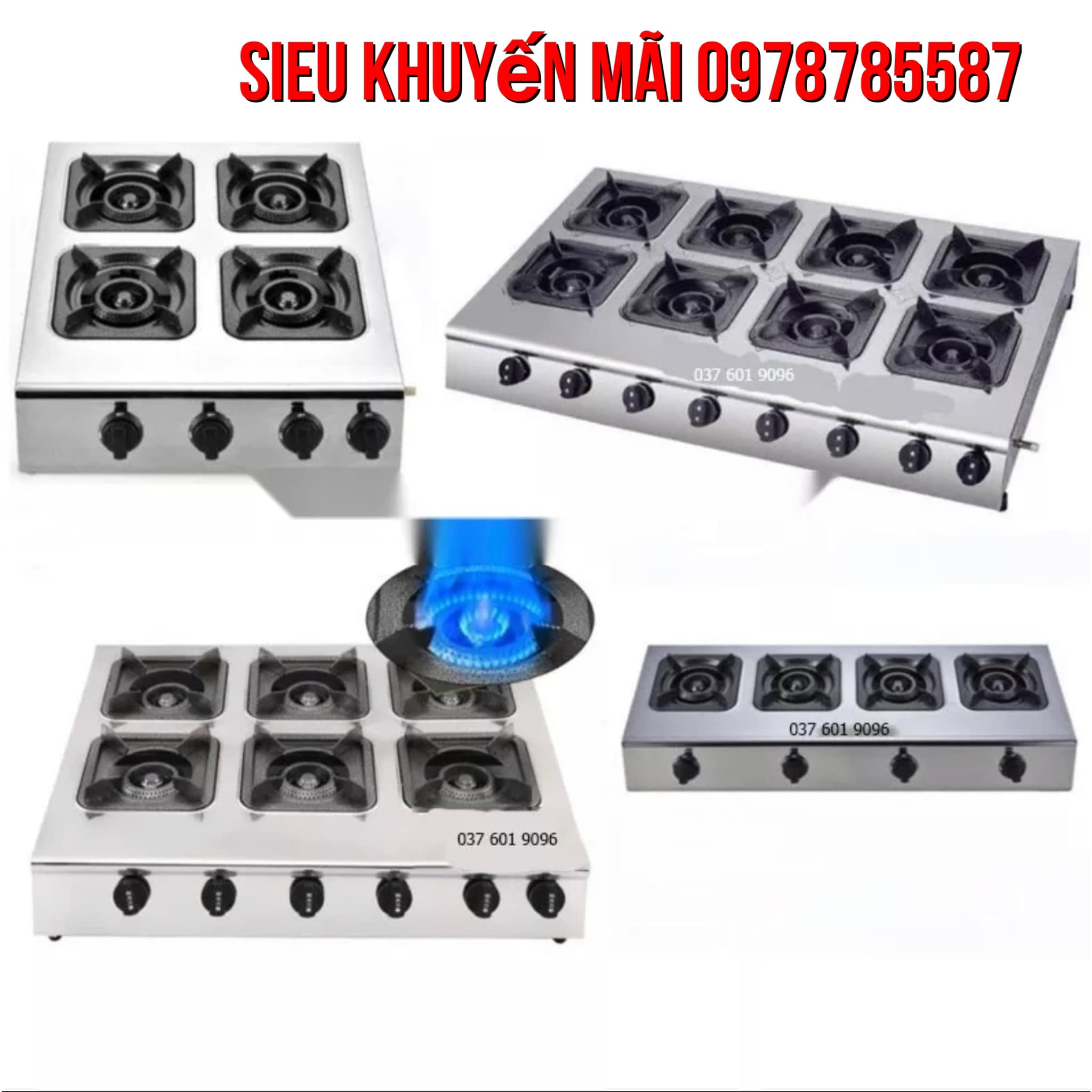 Bếp gas 4-6 lò chuyên dùng nấu mỳ cay, cơm niêu, bánh xèo - Bếp ga 6 cửa - Bếp ga 6 họng