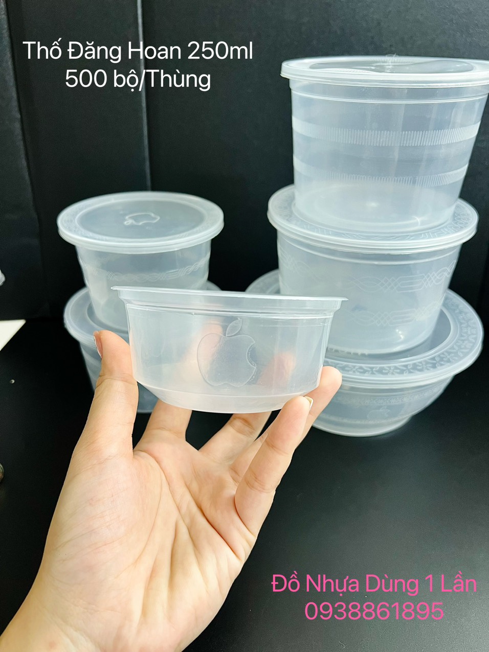 1 kiện thố nhựa đăng hoan đựng phở,hủ tiếu,chè,súp 250ml,350ml,500ml