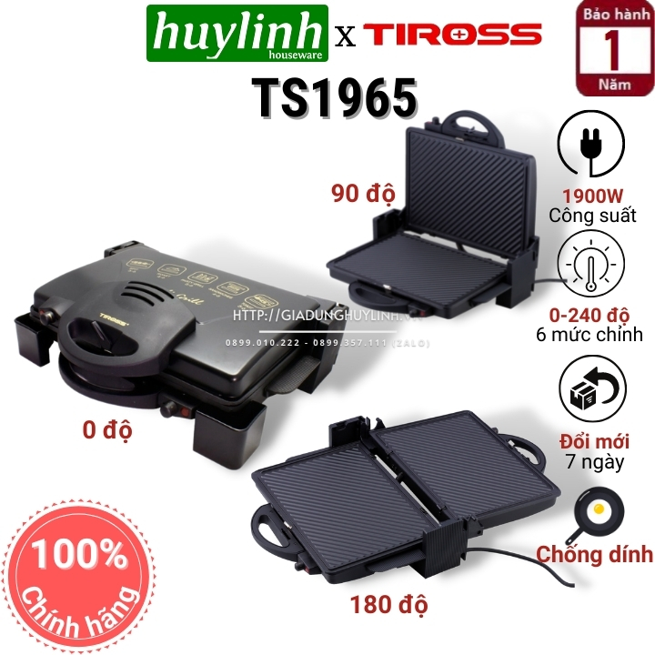 Vỉ - Kẹp nướng thịt bánh mì sandwich Tiross TS965