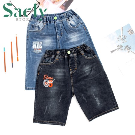 Quần jeans lửng cho bé trai từ 18kg -45 kg, vải jeans co giãn, mềm lên form đẹp