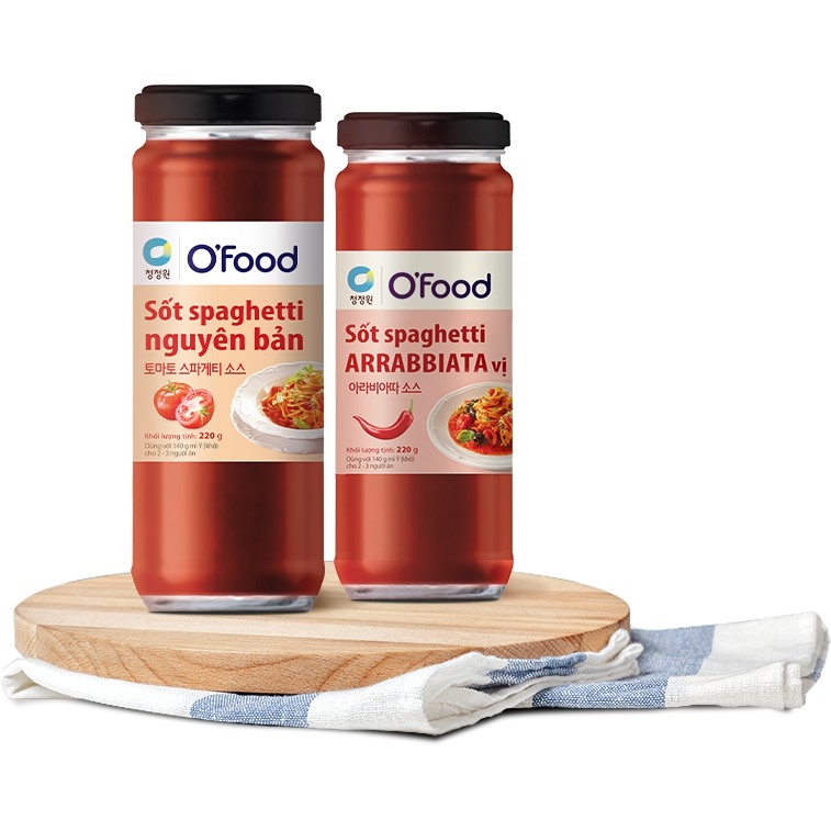[Sẵn 02 vị] Sốt Spaghetti  Arrabbiata vị cay và vị nguyên bản O'food 220g sốt mì Ý