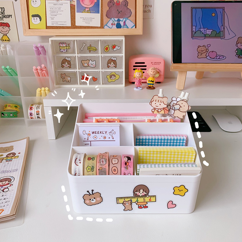 [ Mua Kèm Sticker 0đ ] Hộp Lưu Trữ Chia 5 Ngăn Đựng Đồ Đa Năng Hộp Đựng Mỹ Phẩm Dụng Cụ Học Tập Tiện Ích
