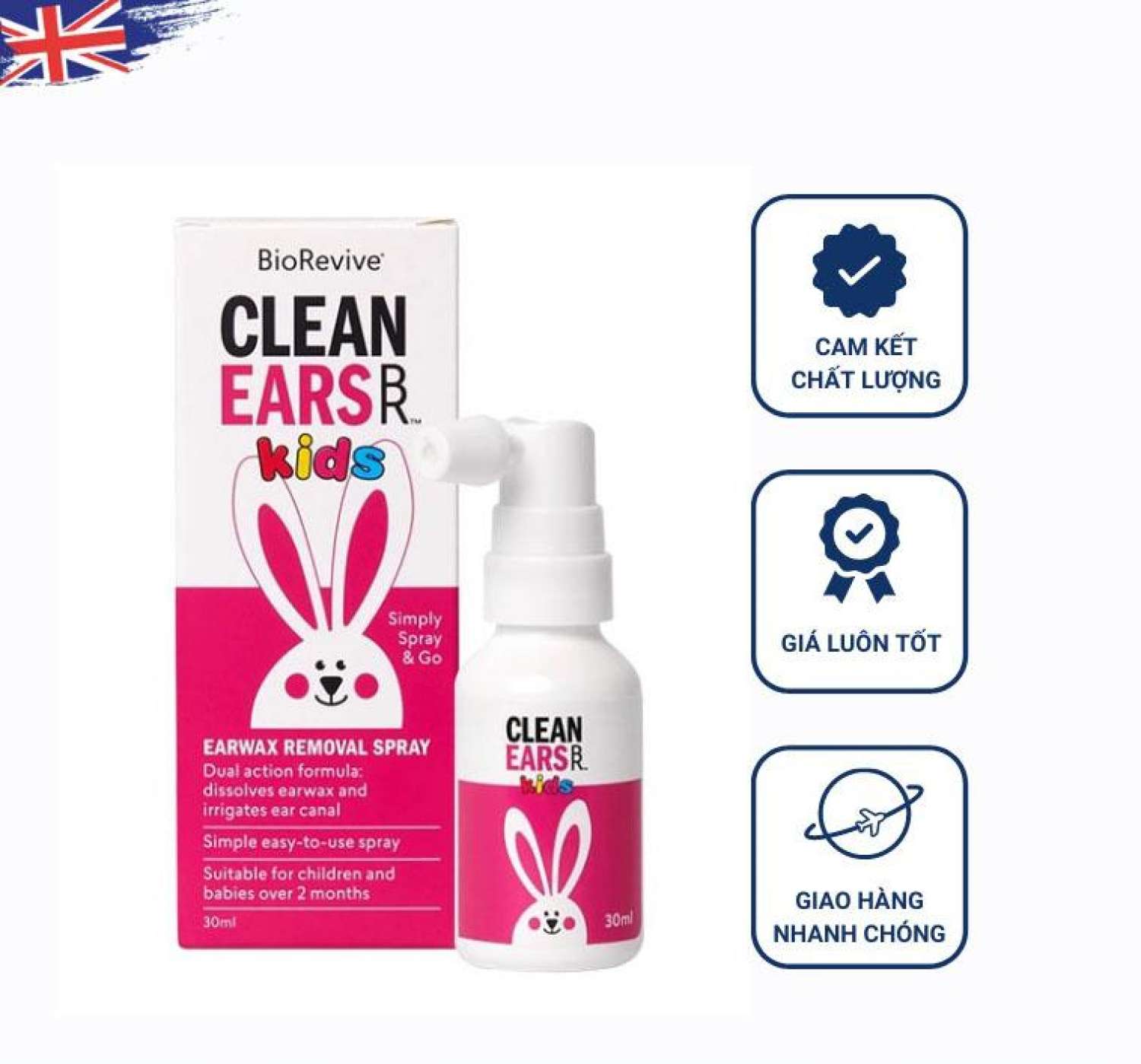 Xịt tan ráy tai của Úc Clean Ears Kids Spray 30ml