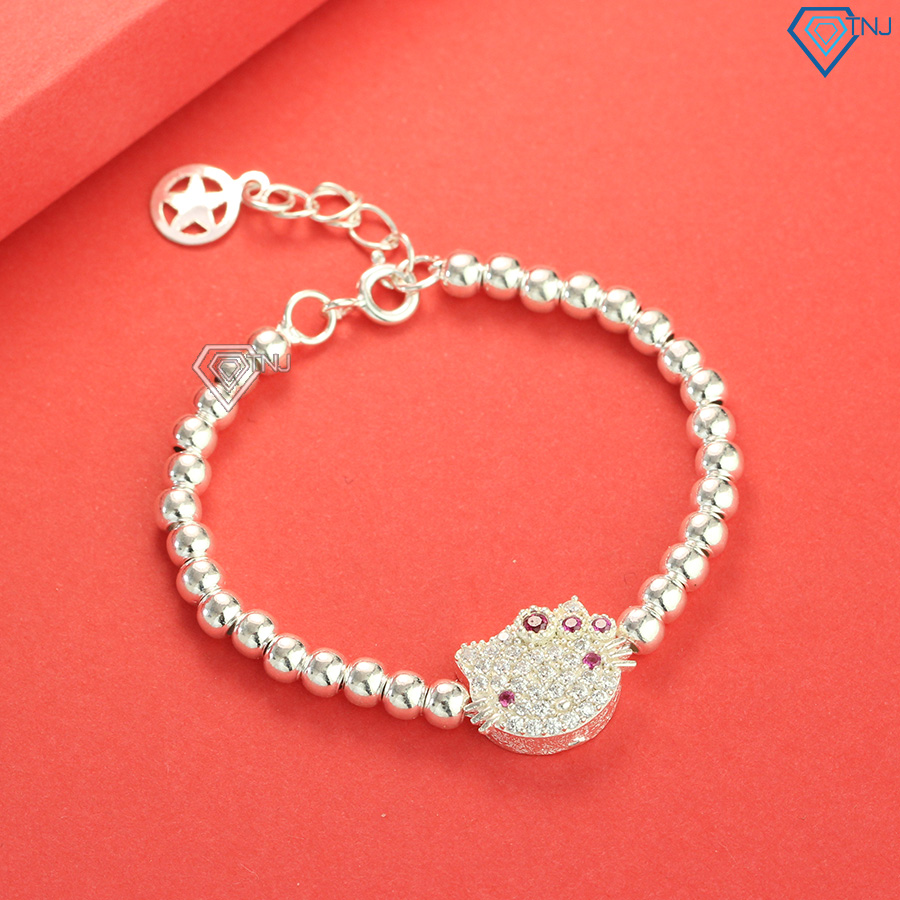 Lắc tay bạc cho bé gái hình Hello Kitty đính đá LTT0032 - Trang Sức TNJ