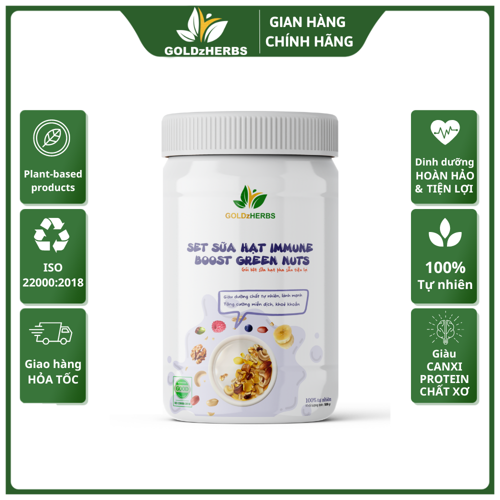 Set sữa hạt immune boost green nuts goldzherbs 250g / 500g