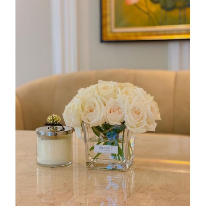 Lọ hoa thủy tinh hình vuông .Lọ hoa h.O.a Decor