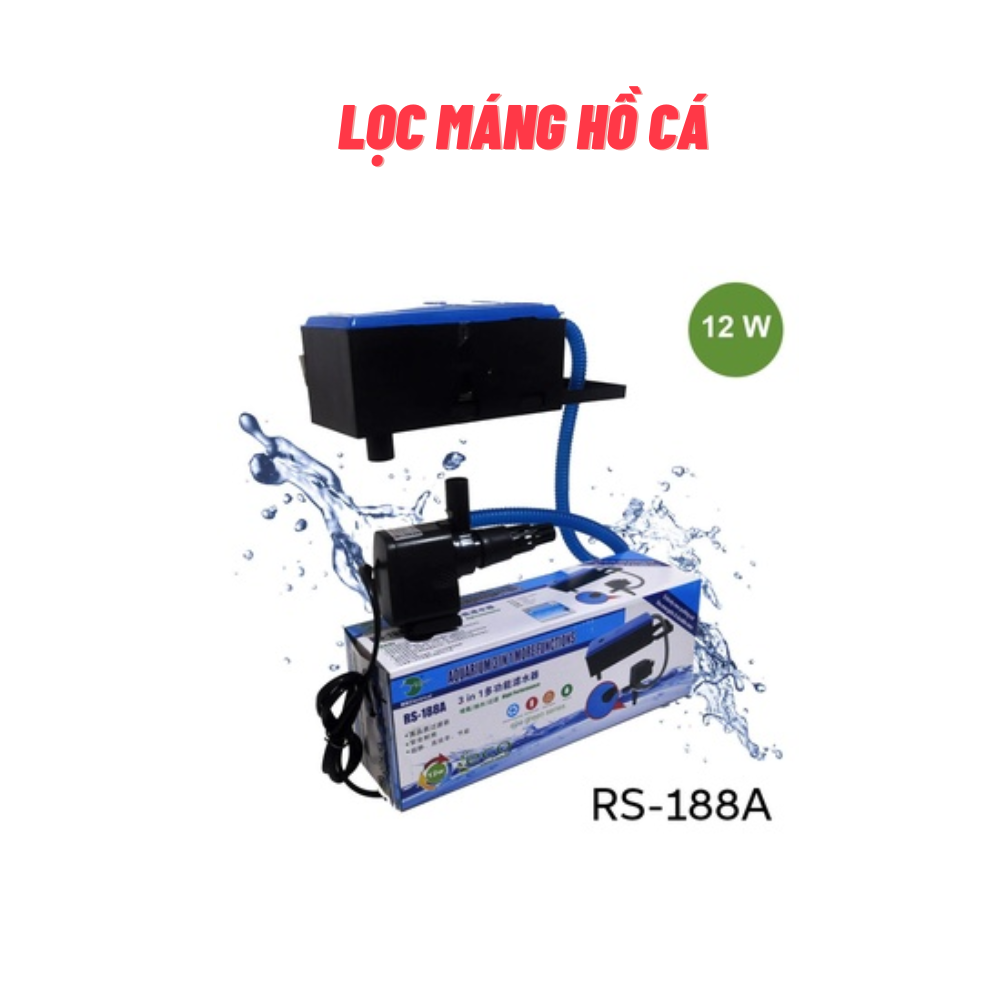 Máy bơm lọc nước rs-088 - 188 kèm lọc máng cho hồ cá cảnh