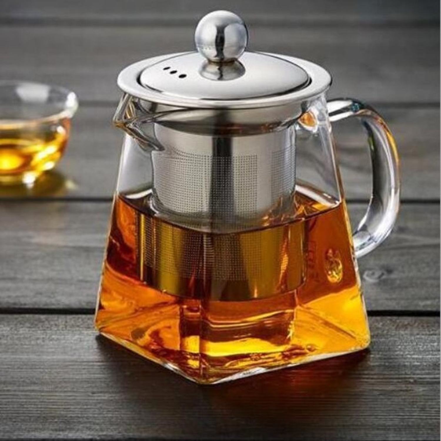 Ấm pha trà thủy tinh hình vuông, Bình trà thủy tinh chịu nhiệt
