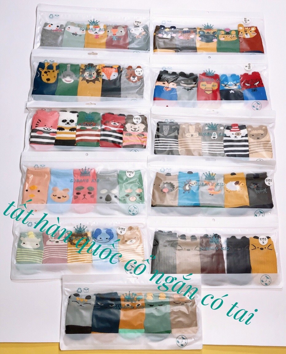 Set 5 đôi tất Kid hàn quốc cho bé 0-3 tuổi-