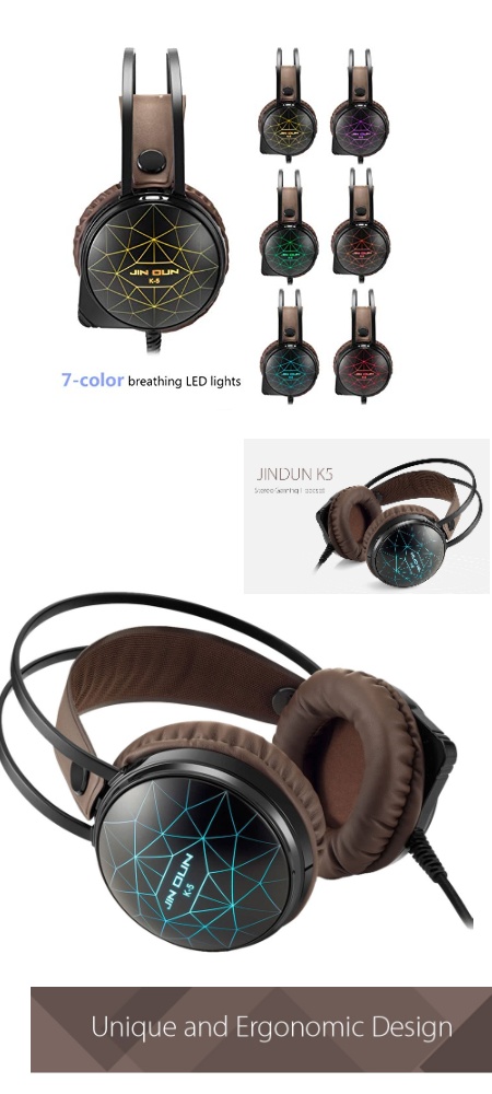 Tai nghe chụp tai gaming jindun k5 rgb led 3.5+usb+uv