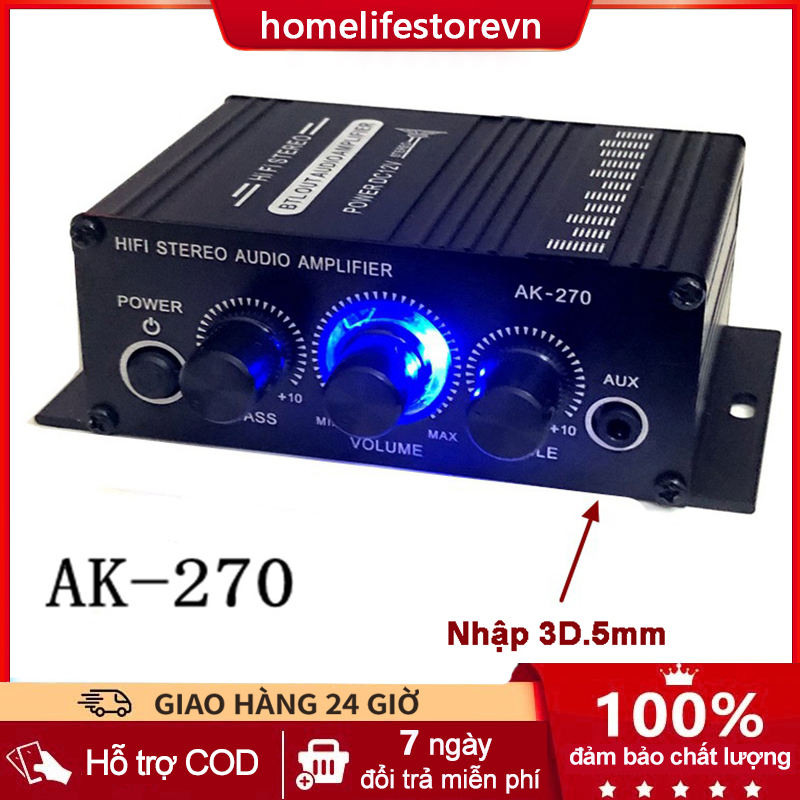Bộ Khuếch Đại Công Suất Âm Thanh Mini AK170 12V Bộ Thu Âm Thanh Kỹ Thuật Số AMP Kênh Đôi 20W + 20W Bass Treble Điều Khiển Âm Lượng Cho Sử Dụng Trên Xe Hơi