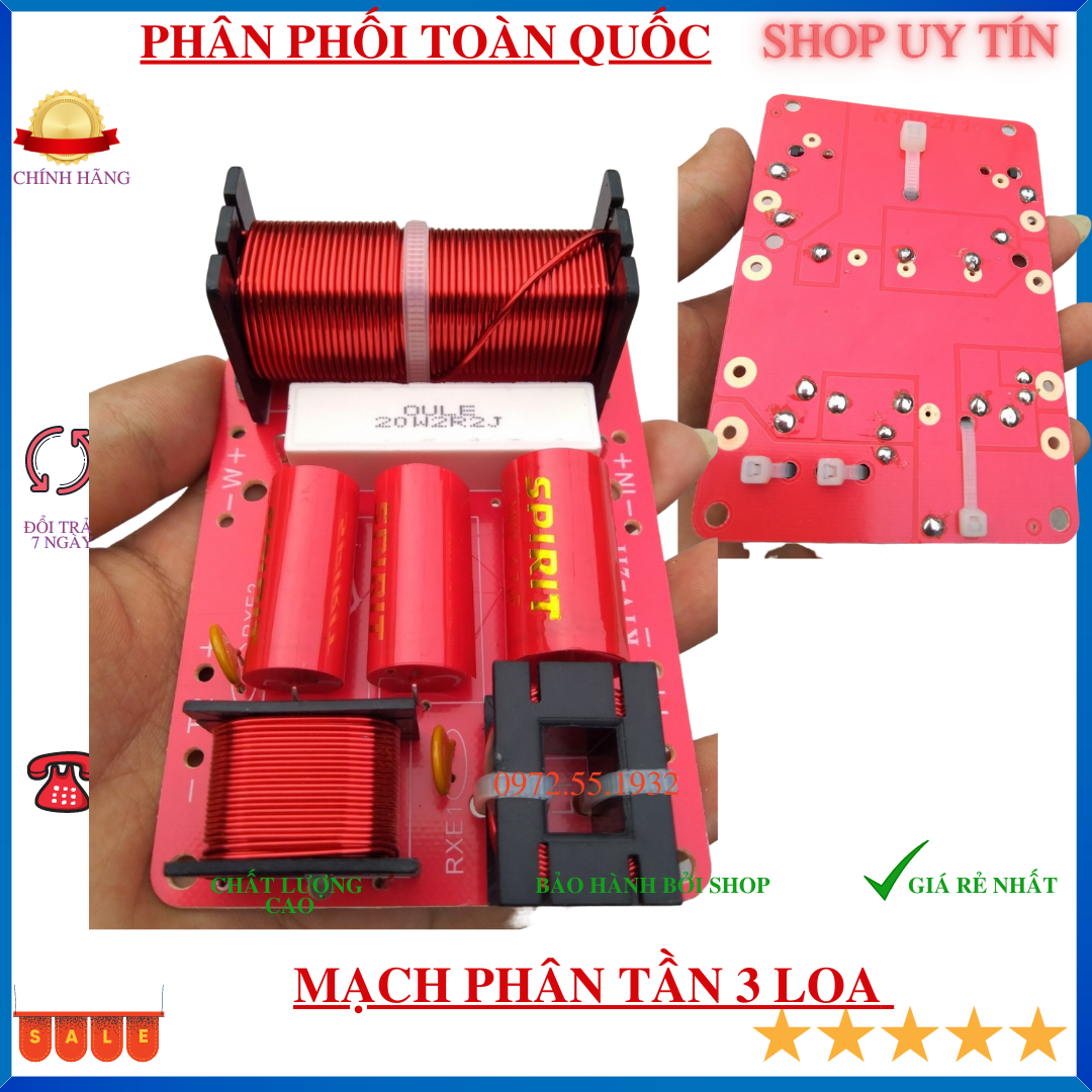 Mạch phân tần 1bass 2treble nhập khẩu linh kiện đỏ  cho các loại bass- giá 1 chiếc