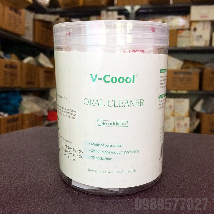 Que gạc rơ lưỡi VCool vệ sinh răng miệng cho bé hộp 30 chiếc