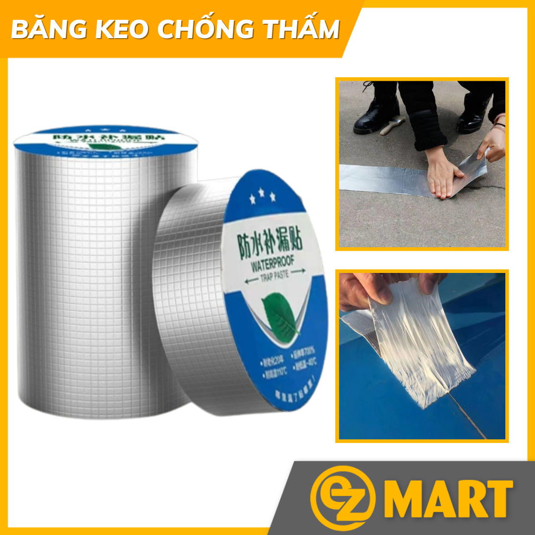 [HCM]Băng Keo Chống Thấm Và Chịu Nhiệt Siêu Dính - Cuộn Dài 5 Mét Chống Thấm Cho Tường Mái Tôn Trần Nhà Ống Nước...