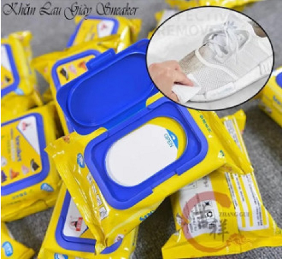 Gói 30 miếng giấy lau giày vàng snacker - Giấy lau giày Sneaker gói 30 tờ
