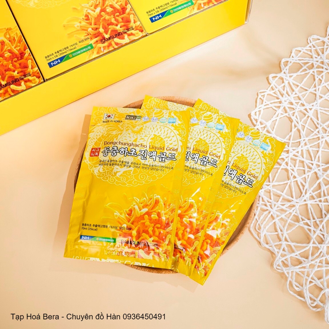 Nước đông trùng hạ thảo Gold hộp vàng 70ml x 30 gói Hàn Quốc