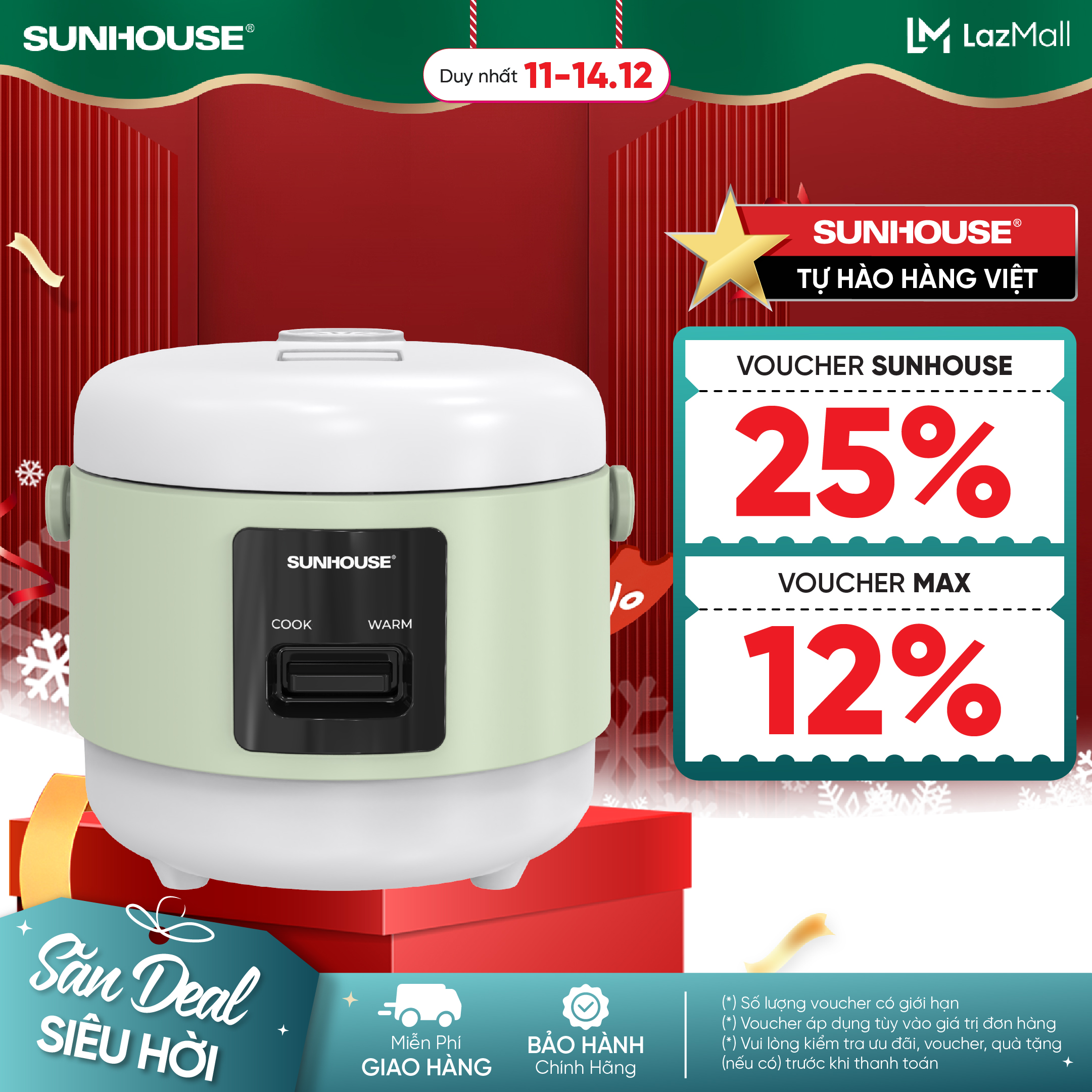  Nồi Cơm Điện Mini 0,8L Sunhouse SHD8200 - Nấu cơm nhanh Tiết kiệm điện - Thiết kế hiện đại - Bảo hành 12 tháng 