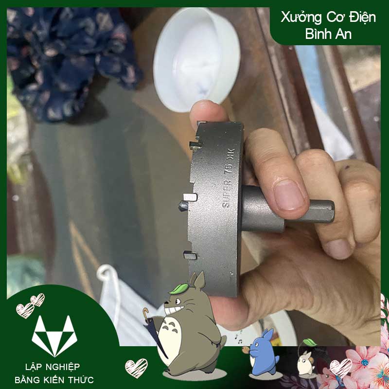 Mũi vét đường kính 75mm khoét lỗ tròn kim loại đầu hợp kim