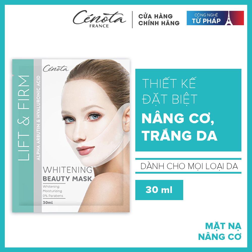 Miếng mặt nạ nâng cơ mặt - Mặt nạ dưỡng trắng da cấp ẩm Cénota Whitening Beauty Mask 30ml