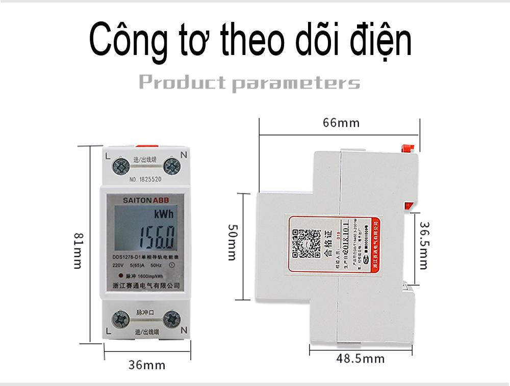 Công tơ điện tử, thiết bị đo công suất SAITON ABB 65A shop KOJIME