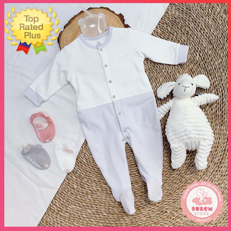Body Có Tất Ghi Trắng Thu Đông NOUS 2020- Dành Cho Bé Từ 0 Đến 12 Tháng- Chất Thu Đông Ấm Ấp - Sukem Shop