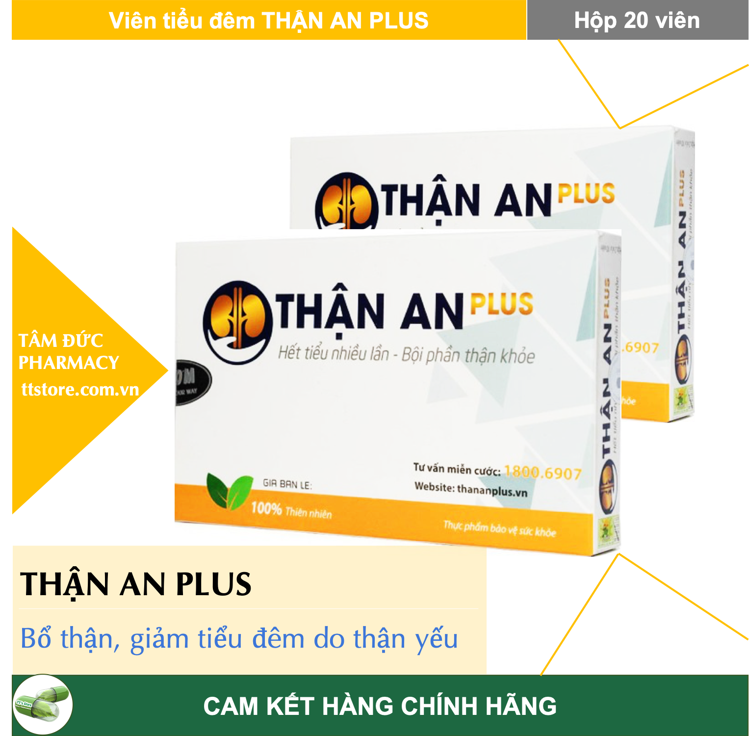 Viên tiểu đêm THẬN AN PLUS - Bổ thận giảm tiểu đêm tiểu nhiều lần do thận yếu