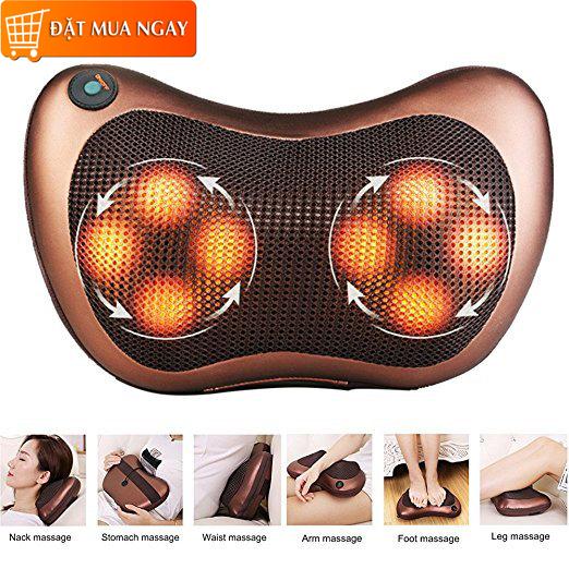 Gối massage magic, gối massage, gối massage đầu 8 đá hồng ngoại pl 819, gối massage lưng, gối masage thư giãn 8 bi - magic, giảm tình trạng căng cơ, tăng cường lưu thông máu bh 1 đổi 1