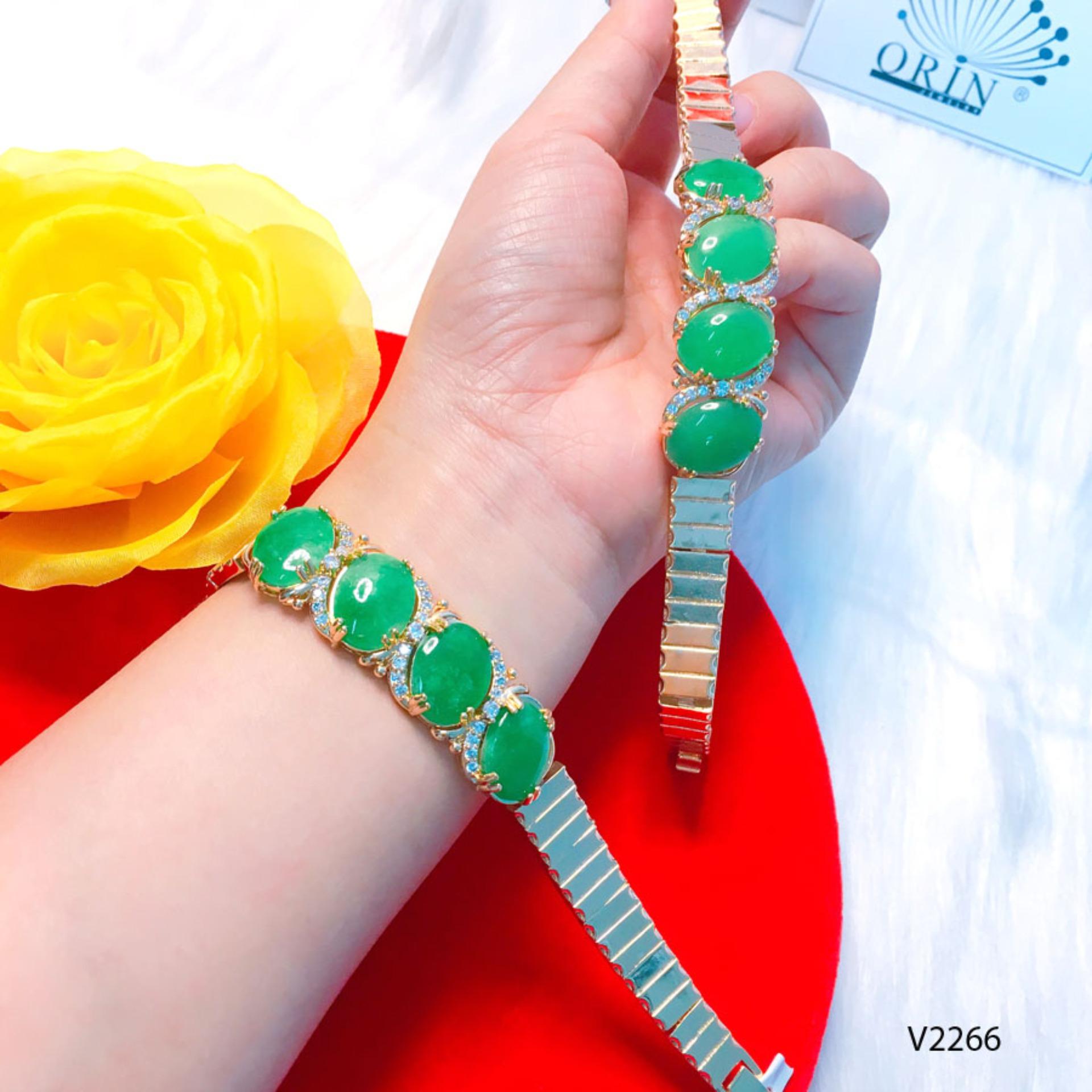 Vòng tay, lắc tay màu xanh thạch thiết kế thời thượng Orin V2266