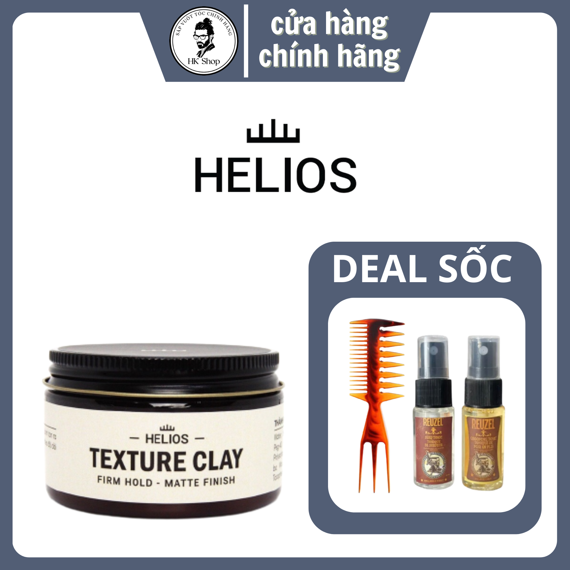 Sáp vuốt tóc Helios Texture Clay chính hãng