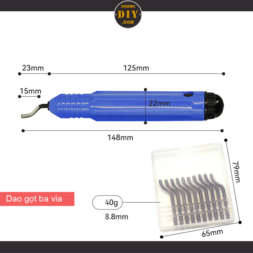 Dao cạo, dao gọt bavia trọn bộ gồm cán và 10 lưỡi dao cạo bavia NB1100