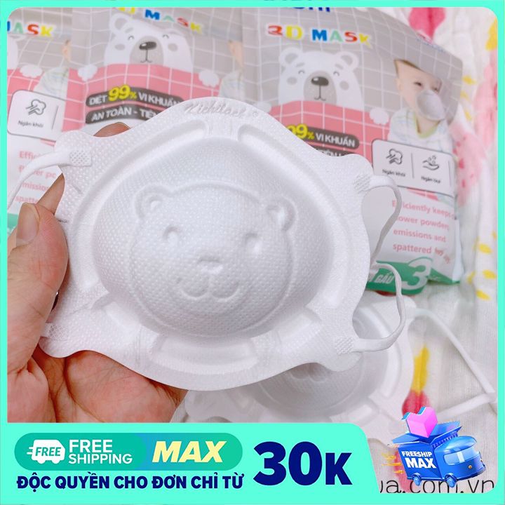 Khẩu trang gấu Kichi cho bé sơ sinh set 3 cái