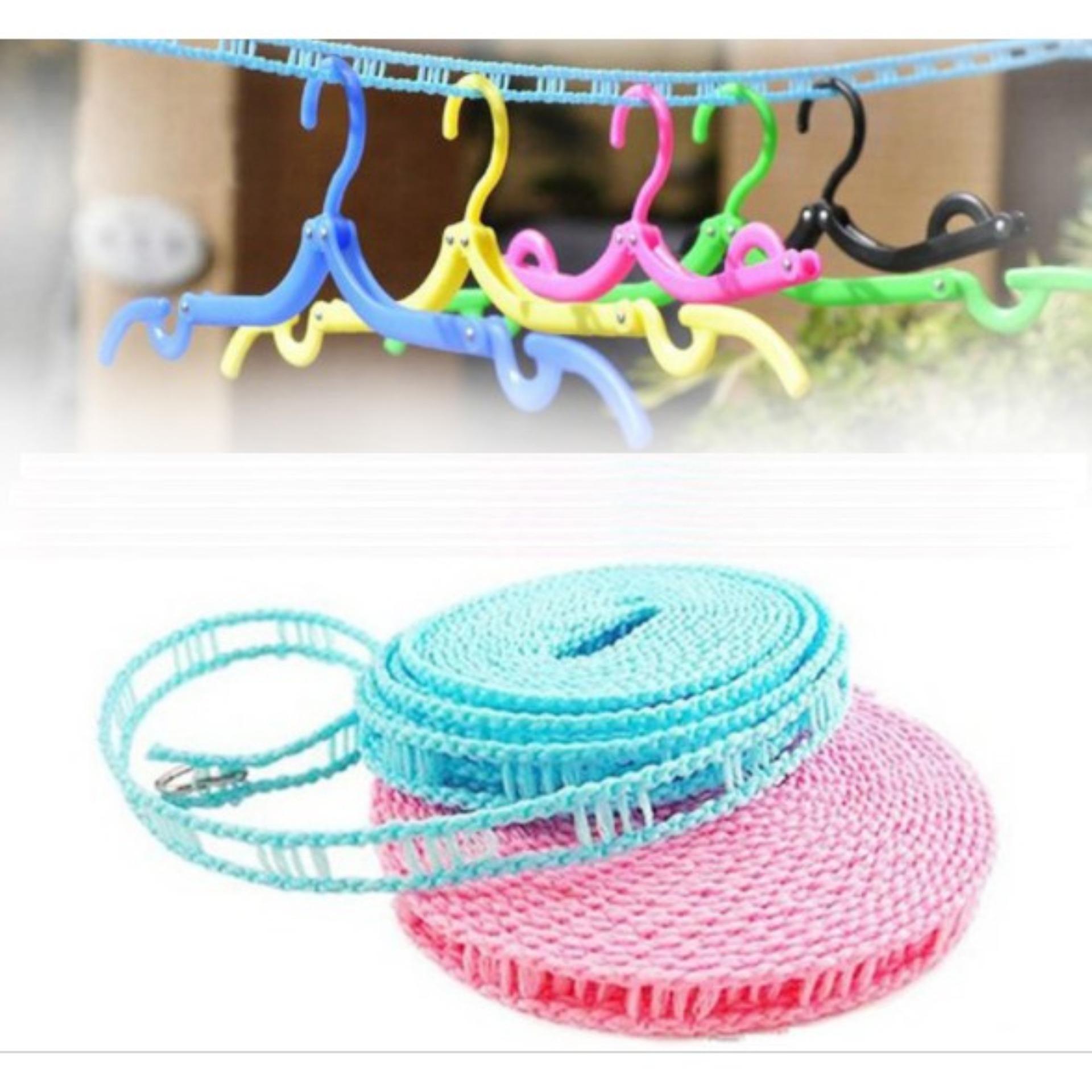 Dây Phơi Quần Áo Thông Minh Dài 5m Tiết Kiệm Không Gian, Dây Phơi Đồ Nhựa Di Động Gấp Gọn