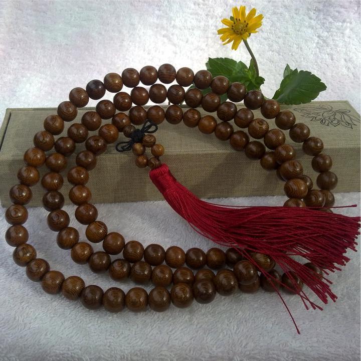 [HCM]Tràng hạt niệm Phật - Chuỗi 108 hạt gỗ mun đuôi công cỡ hạt 10mm