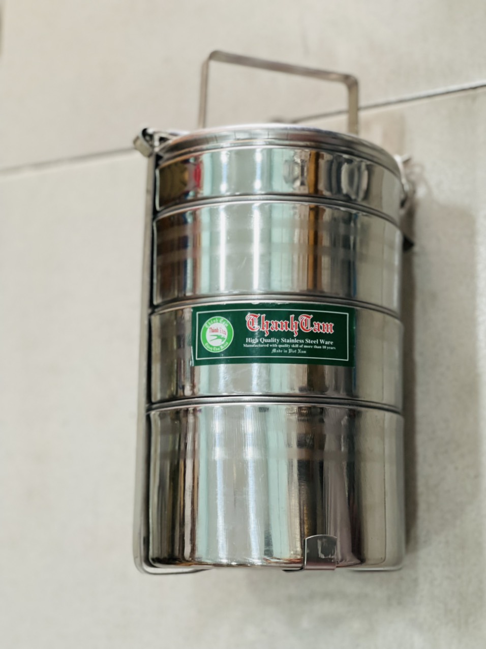 Cà mên đựng thức ăn inox 304 đường kính 14cm thành tâm - size 14cm có 03 loại: 02 ngăn, 03 ngăn, 04 ngăn