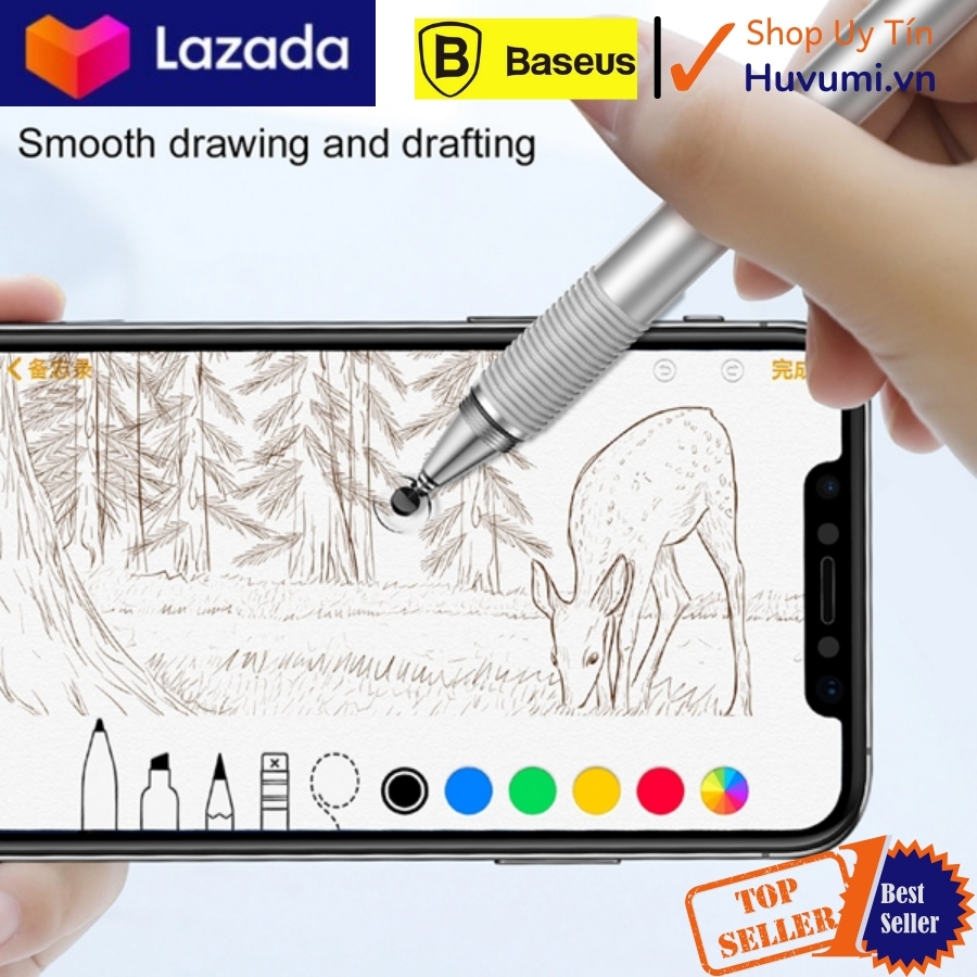 Bút cảm ứng điện dung 2 trong 1 Baseus Golden Cudgel Capacitive Stylus Pen cho Smartphone / Tablet/ - LV385-BK iPad