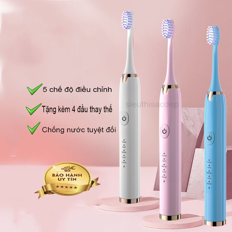 Bàn chải điện - bàn chải đánh răng cao cấp - pin sạc 5 chế độ rung