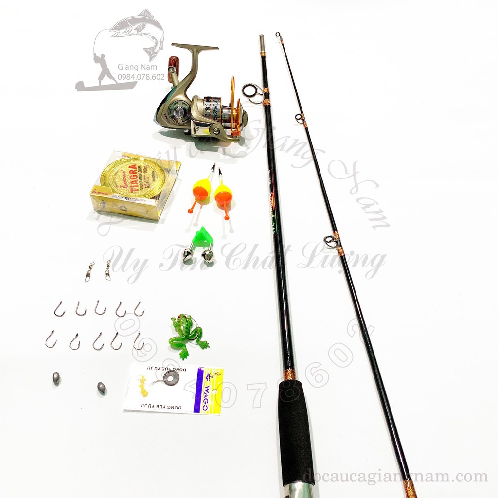bộ Cần Câu Shimano 2 khúc đặc và máy Yumoshi tặng full phụ kiện.