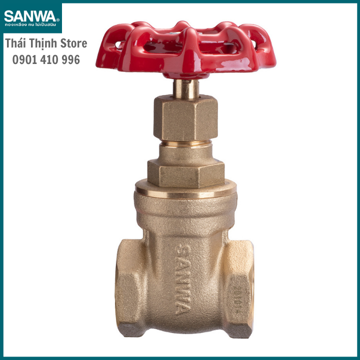 Van cửa đồng chính hãng sanwa thái lan, van khóa nước tổng tay vặn phi 21mm, phi 27mm, phi 34mm