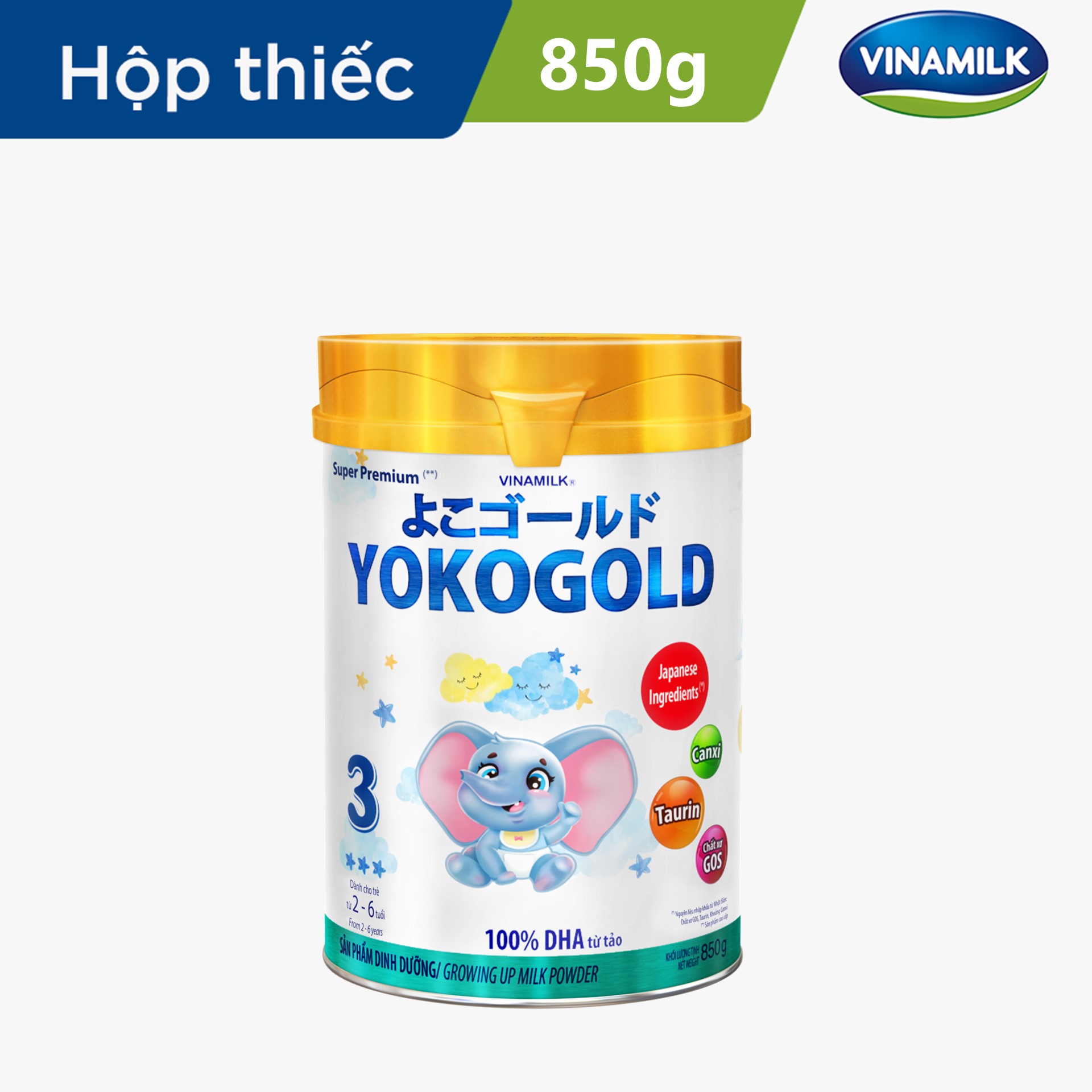 Sữa bột YOKO GOLD 3 850g (cho trẻ từ 2 - 6 tuổi) - Sữa công thức Dưỡng chất tốt từ Nhật Bản, Vị Nhạt thanh mát, Tiêu hóa khỏe, giúp bé dễ hấp thu