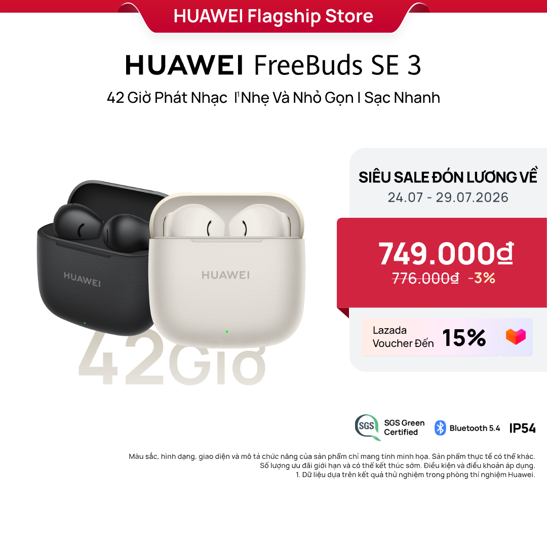 Tai Nghe Bluetooth HUAWEI FreeBuds SE 3 | 42 Giờ Phát Nhạc | Nhẹ Và Nhỏ Gọn | Sạc Nhanh